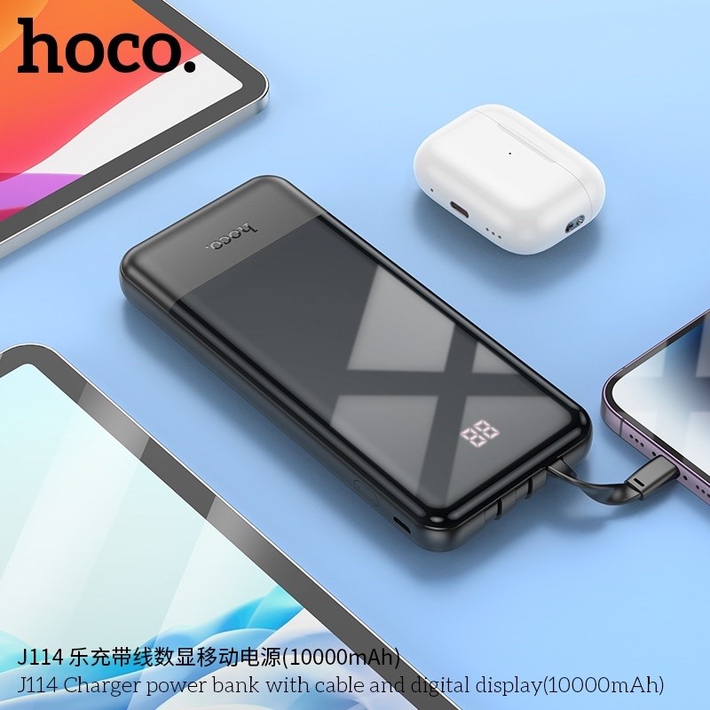 Pin Sạc Dự Phòng J114 Có Cáp - Màn hình kỹ thuật số (10.000mAh)