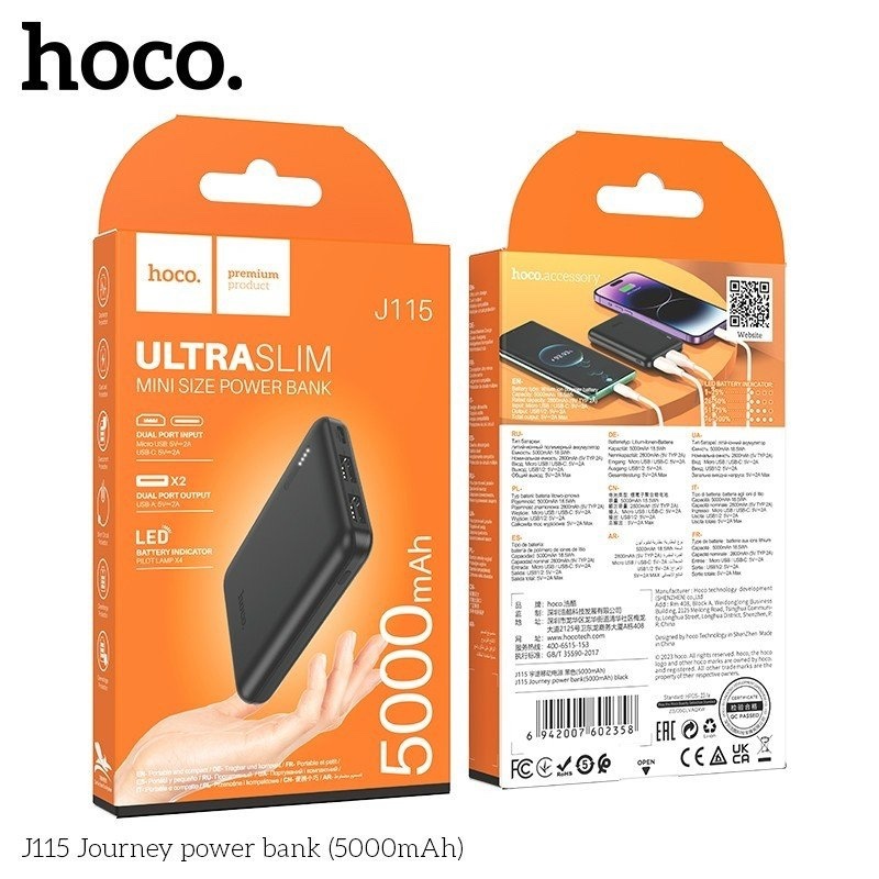 Pin Hoco J115 - 5.000mAh 18.5Wh dung lượng định mức 2800mAh