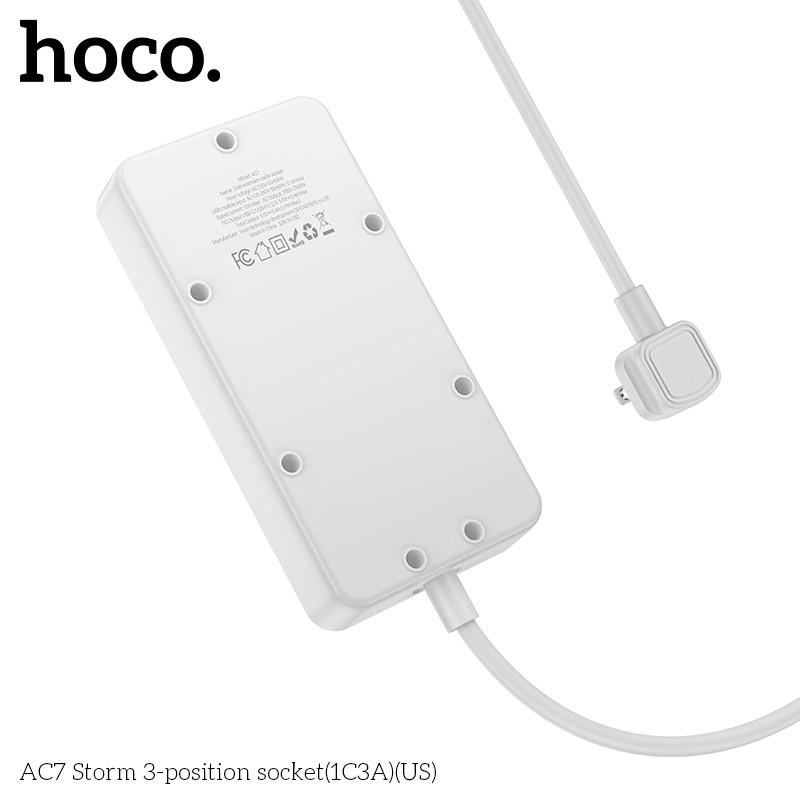 Ổ Cắm 3 Vị Trí Hoco AC7 STORM(1C3A)(US)