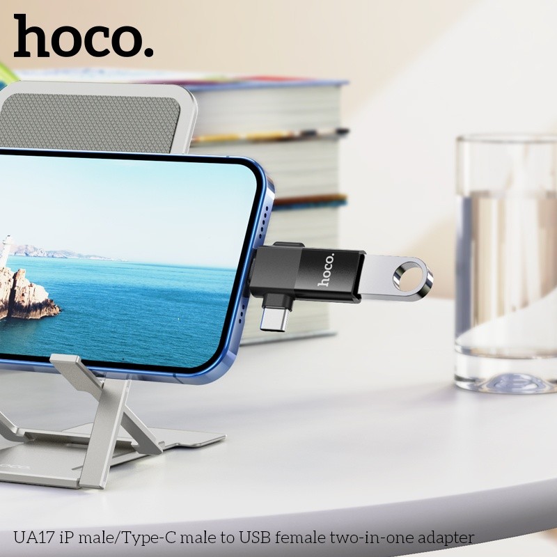 Đầu chuyển đổi Hoco UA17 lightning typeC sang USB