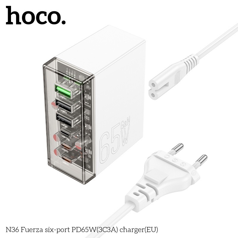 Củ sạc Hoco N36 6 cổng PD65W (3C 3A)