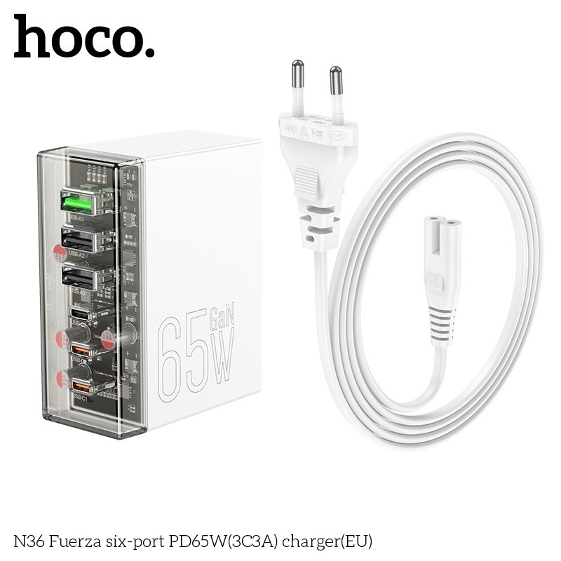 Củ sạc Hoco N36 6 cổng PD65W (3C 3A)