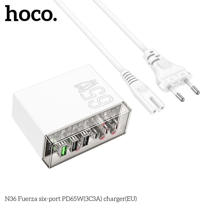 Củ sạc Hoco N36 6 cổng PD65W (3C 3A)