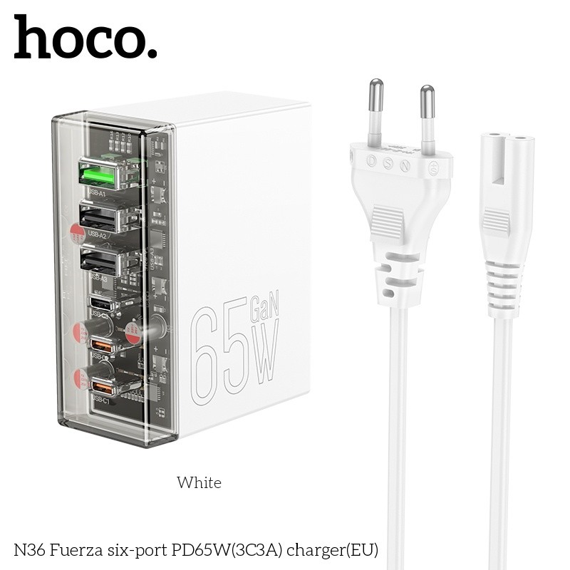 Củ sạc Hoco N36 6 cổng PD65W (3C 3A)