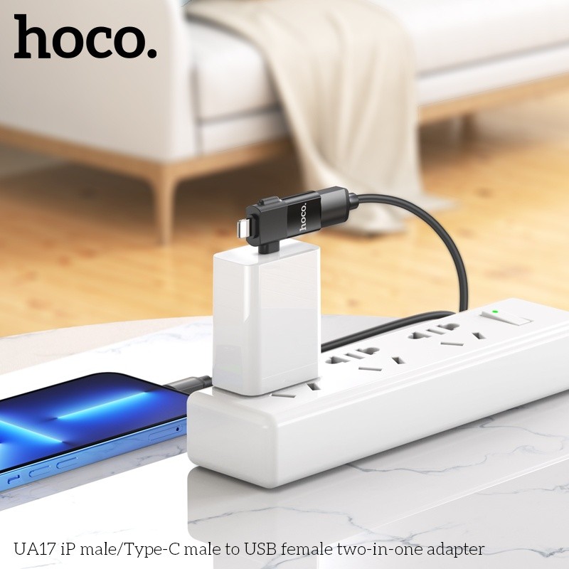 Đầu chuyển đổi Hoco UA17 lightning typeC sang USB