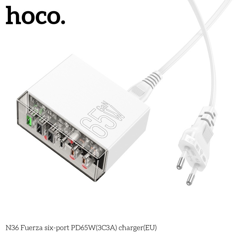 Củ sạc Hoco N36 6 cổng PD65W (3C 3A)