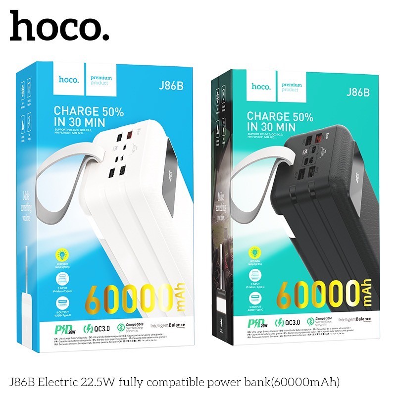 Pin Sạc Dự Phòng Sạc Nhanh Hoco J86B (PD 20W) 60.000mAh