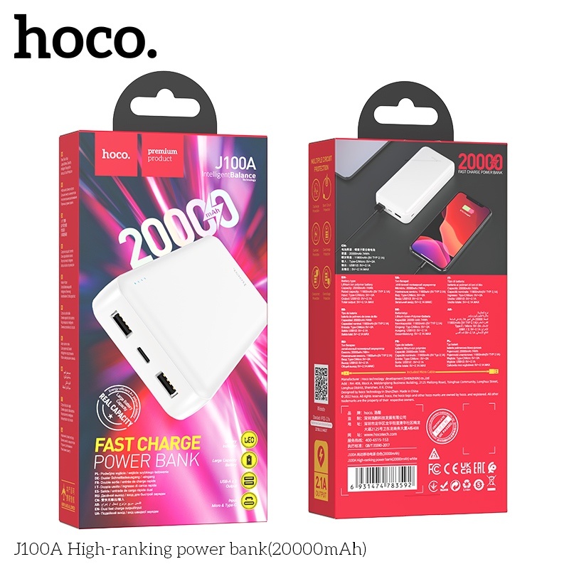 Pin Sạc Dự Phòng Hoco J100A 20.000mAh