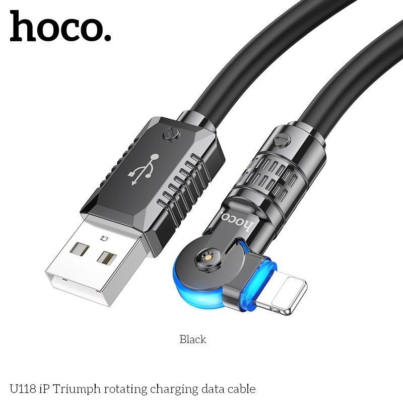 Cáp sạc Hoco U118 lightning xoay được đầu