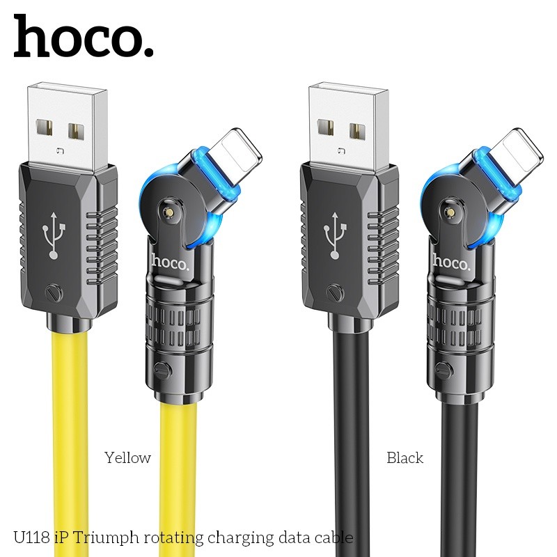 Cáp sạc Hoco U118 lightning xoay được đầu