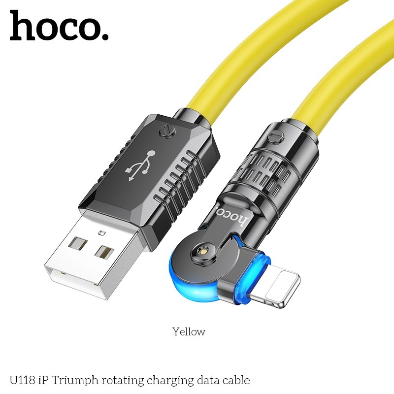 Cáp sạc Hoco U118 lightning xoay được đầu