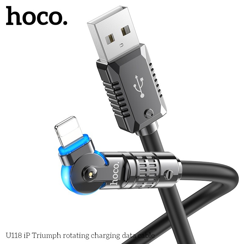 Cáp sạc Hoco U118 lightning xoay được đầu