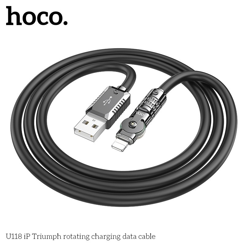 Cáp sạc Hoco U118 lightning xoay được đầu