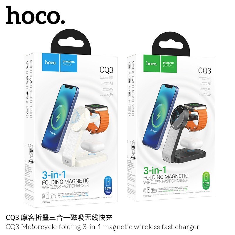 Sạc nhanh không dây 15w Hoco CQ3 (3-IN-1)