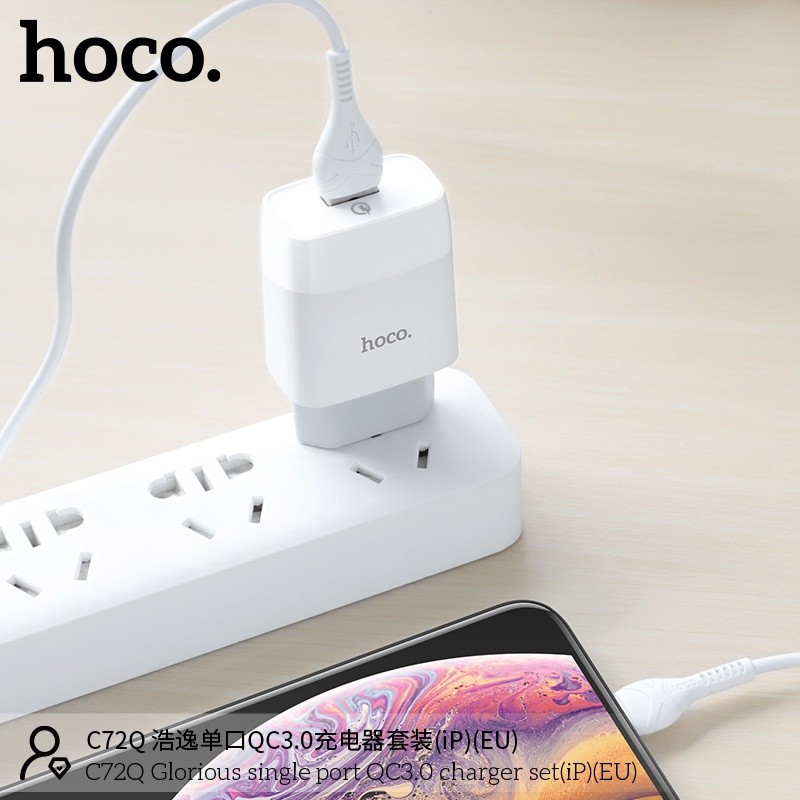 Bộ củ cáp sạc nhanh Hoco C72Q lightning 18W