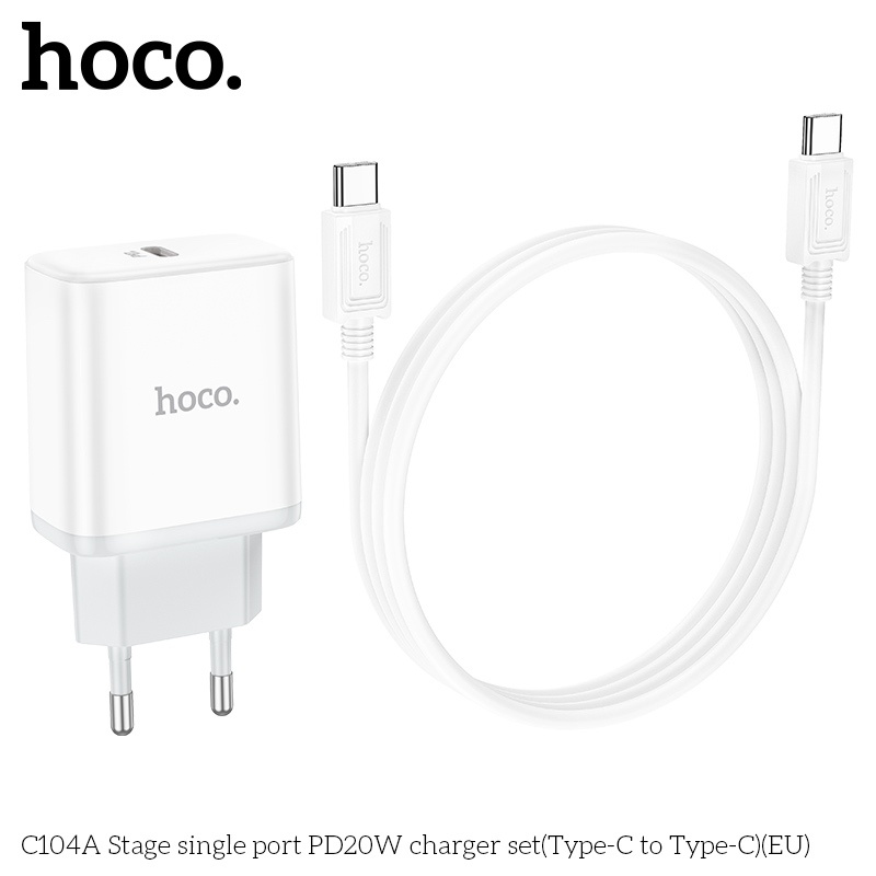 Bộ sạc Hoco C104A Stage single port PD20W Type-C to Type-C