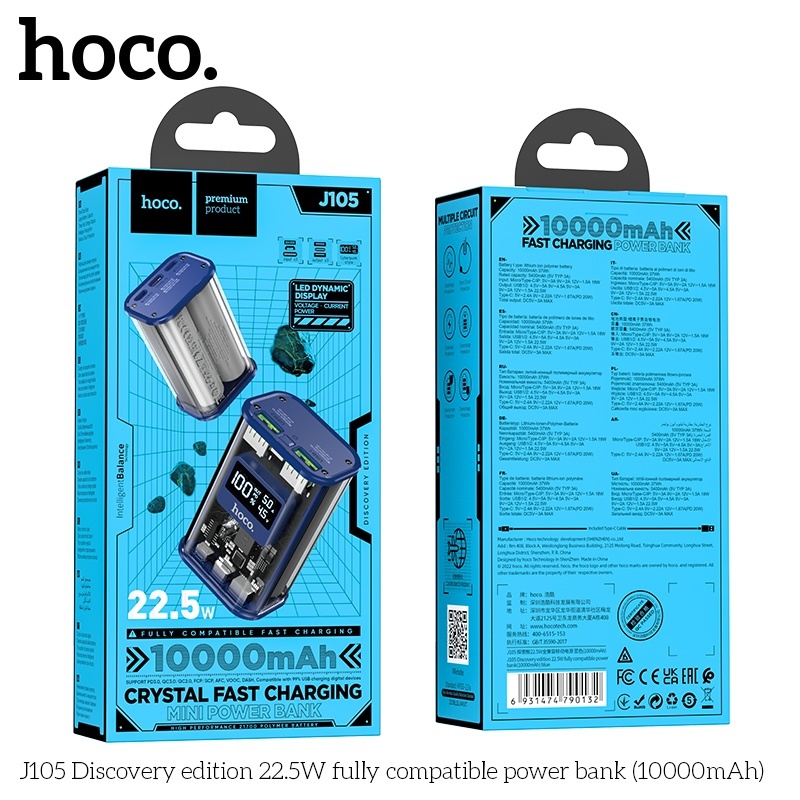 Pin sạc dự phòng sạc nhanh Hoco J105 22.5W 10.000mAh