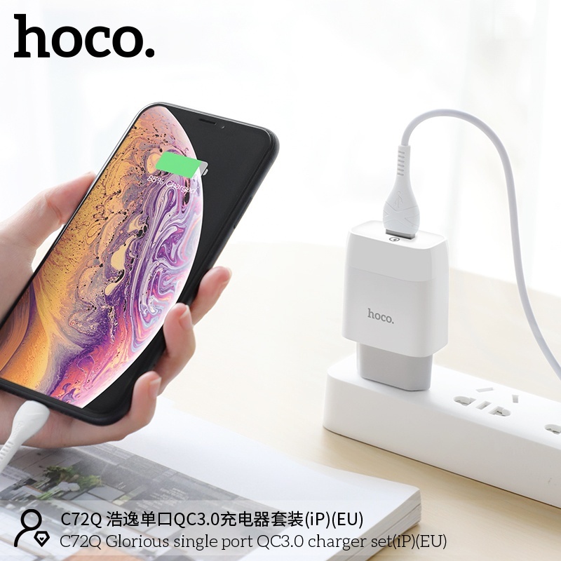 Bộ củ cáp sạc nhanh Hoco C72Q lightning 18W