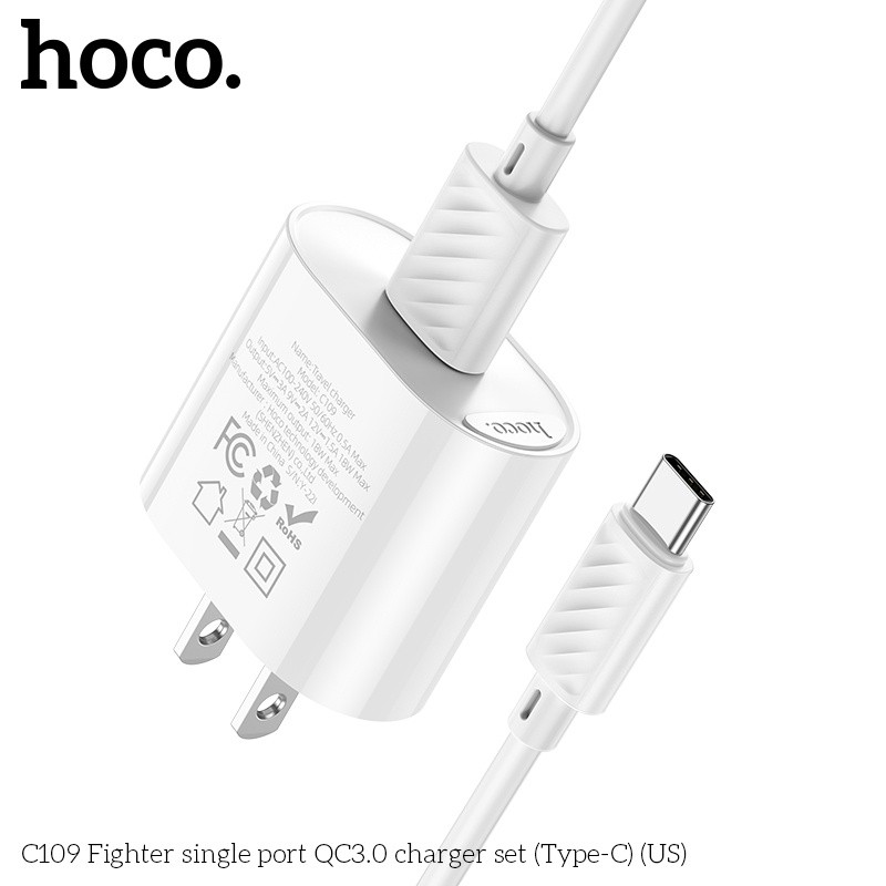 Bộ sạc C109A Fighter single port QC3.0 Type-C