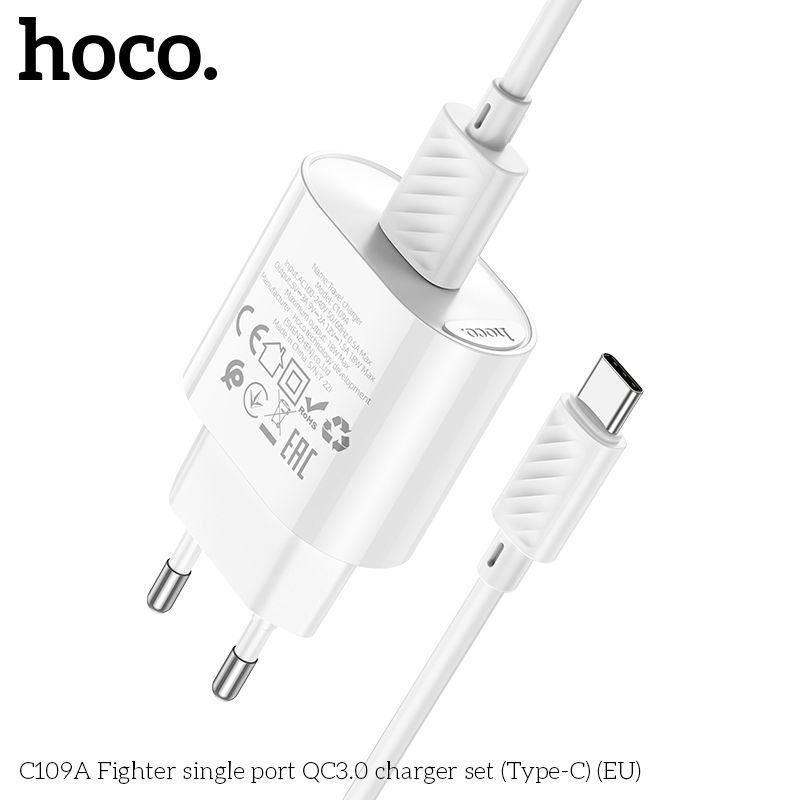 Bộ sạc C109A Fighter single port QC3.0 Type-C