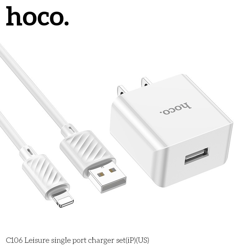 Bộ Củ Cáp Sạc Hoco C106 Lightning