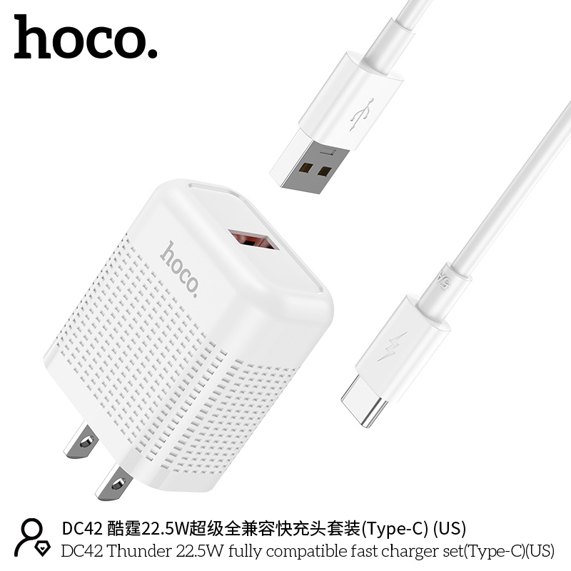 Bộ củ cáp sạc nhanh Hoco DC42 typeC 22.5W