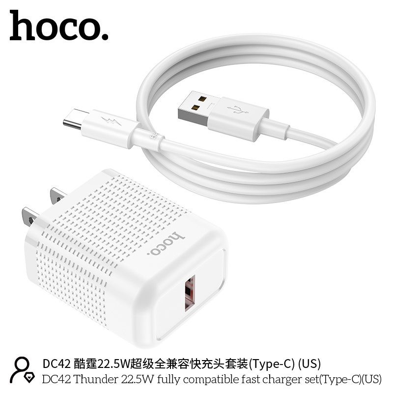 Bộ củ cáp sạc nhanh Hoco DC42 typeC 22.5W