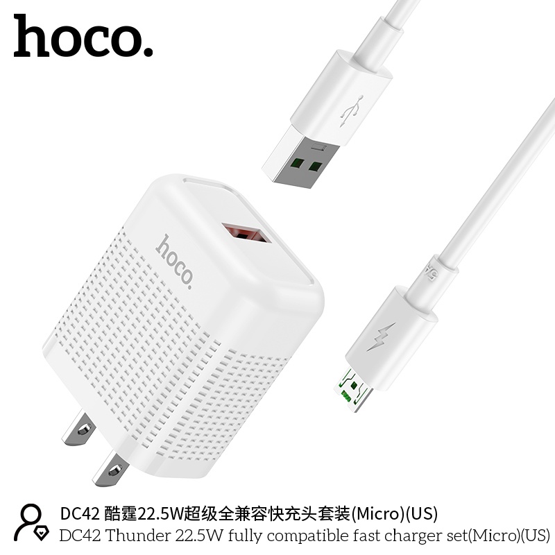 Bộ củ cáp sạc nhanh Hoco DC42 micro 22.5W