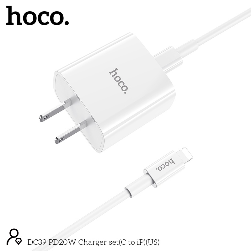 Bộ củ cáp sạc nhanh Hoco DC39 lightning 20W