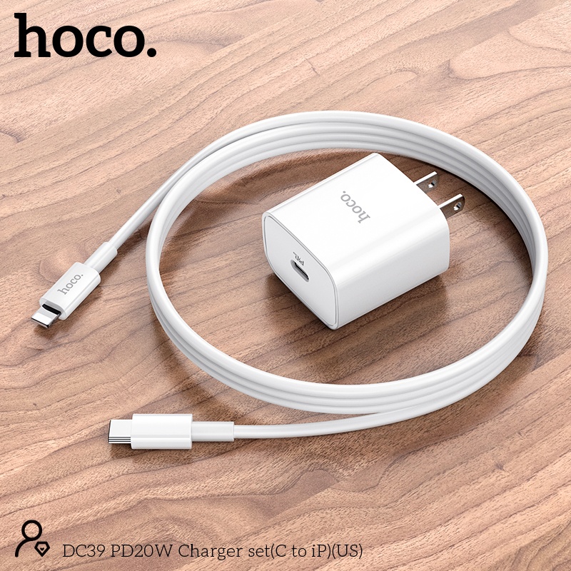 Bộ củ cáp sạc nhanh Hoco DC39 lightning 20W