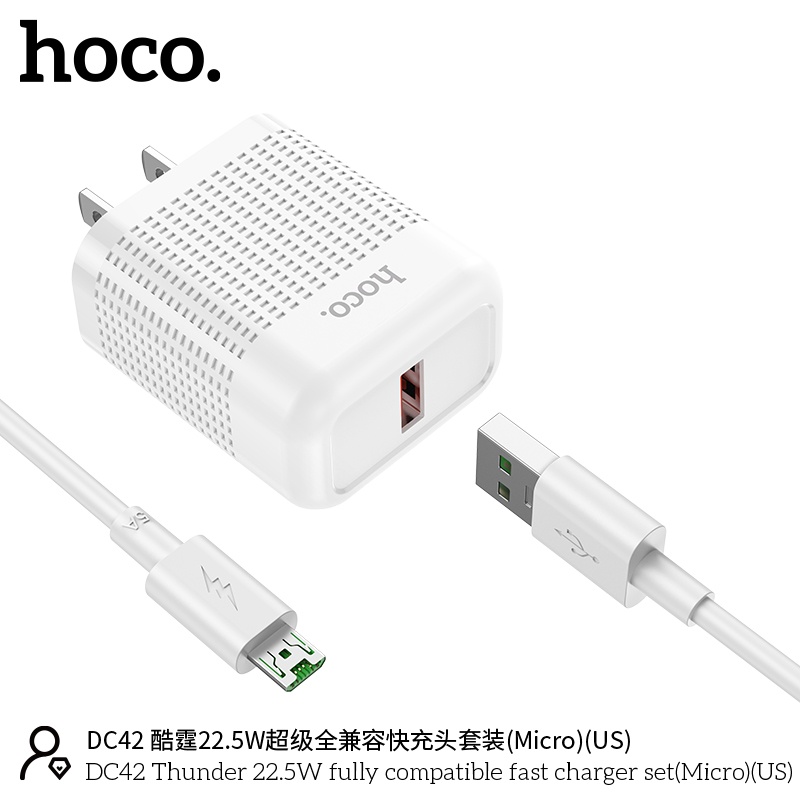 Bộ củ cáp sạc nhanh Hoco DC42 micro 22.5W