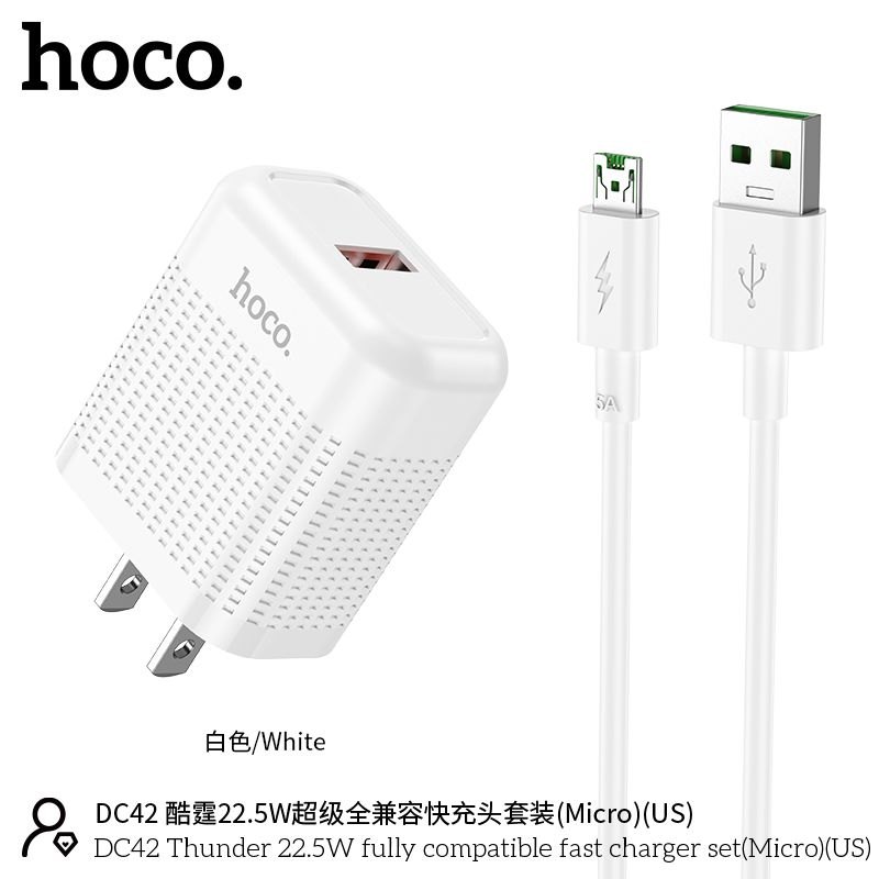 Bộ củ cáp sạc nhanh Hoco DC42 micro 22.5W