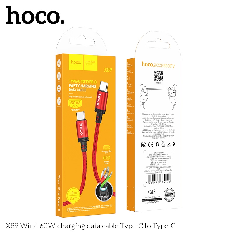 Cáp sạc nhanh Hoco X89 typeC-typeC 60W