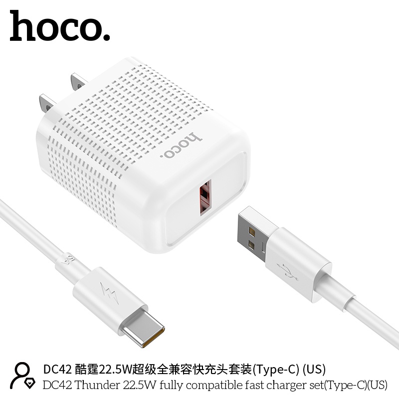 Bộ củ cáp sạc nhanh Hoco DC42 typeC 22.5W