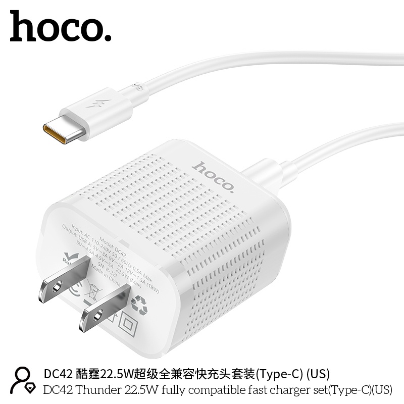 Bộ củ cáp sạc nhanh Hoco DC42 typeC 22.5W