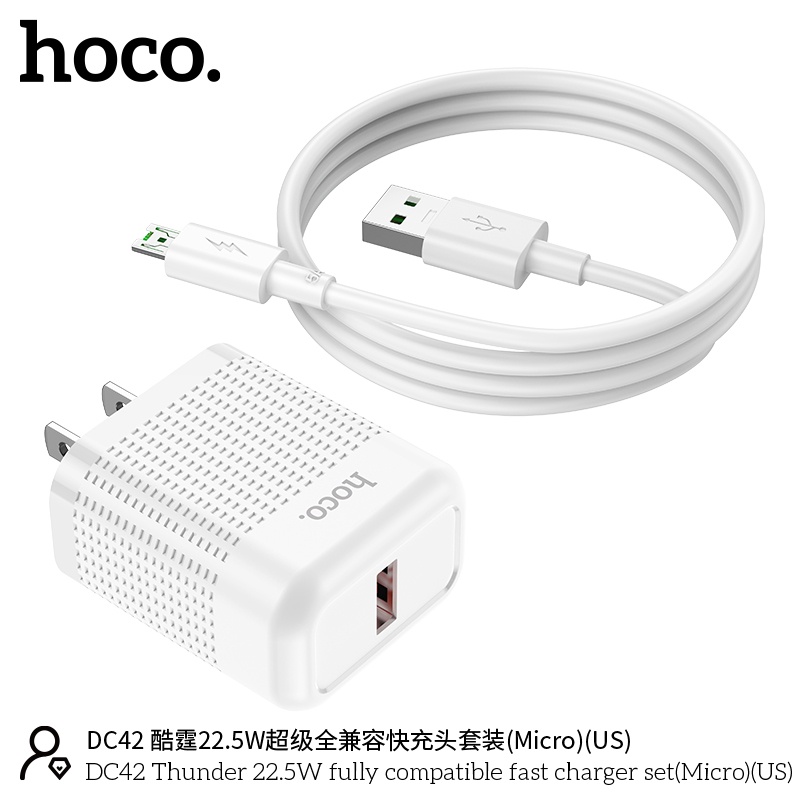 Bộ củ cáp sạc nhanh Hoco DC42 micro 22.5W