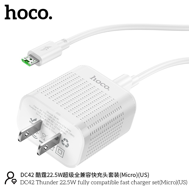 Bộ củ cáp sạc nhanh Hoco DC42 micro 22.5W