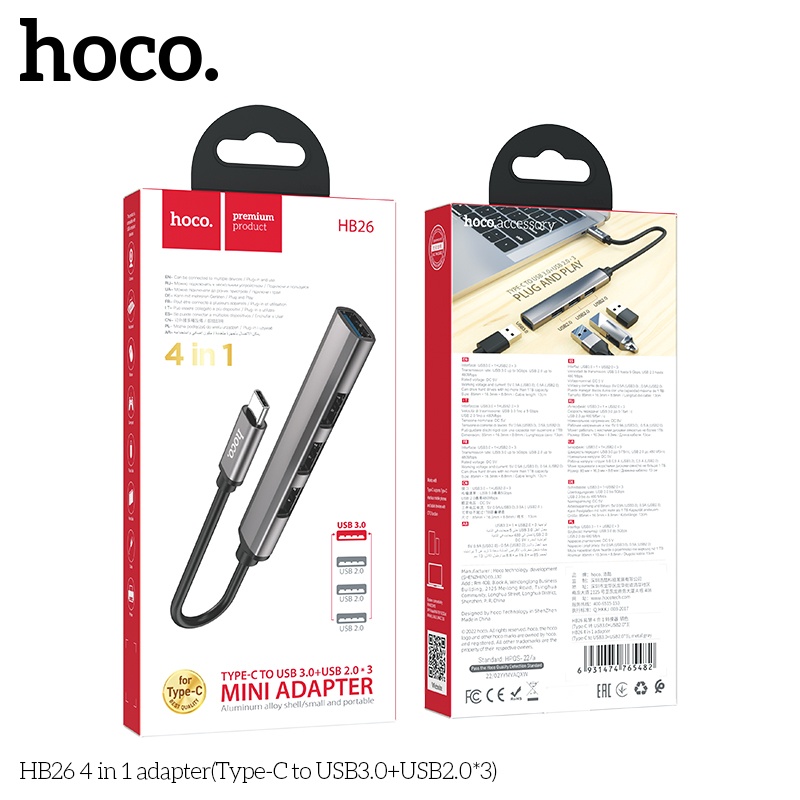 Bộ chuyển đổi HB26 4in1 typeC