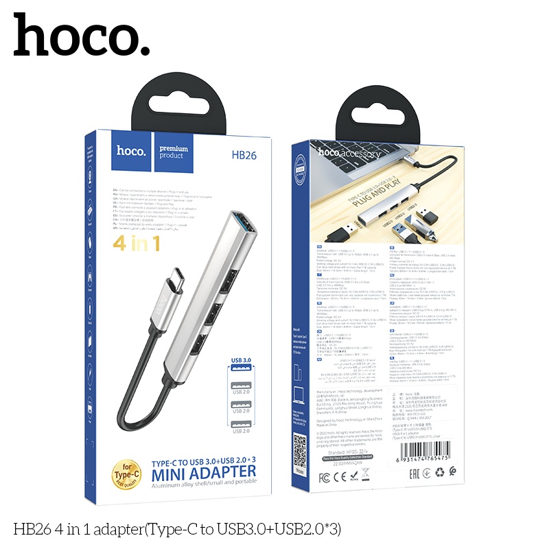 Bộ chuyển đổi HB26 4in1 typeC