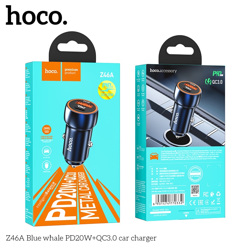 Tẩu sạc Hoco Z46A PD 20W QC 3.0