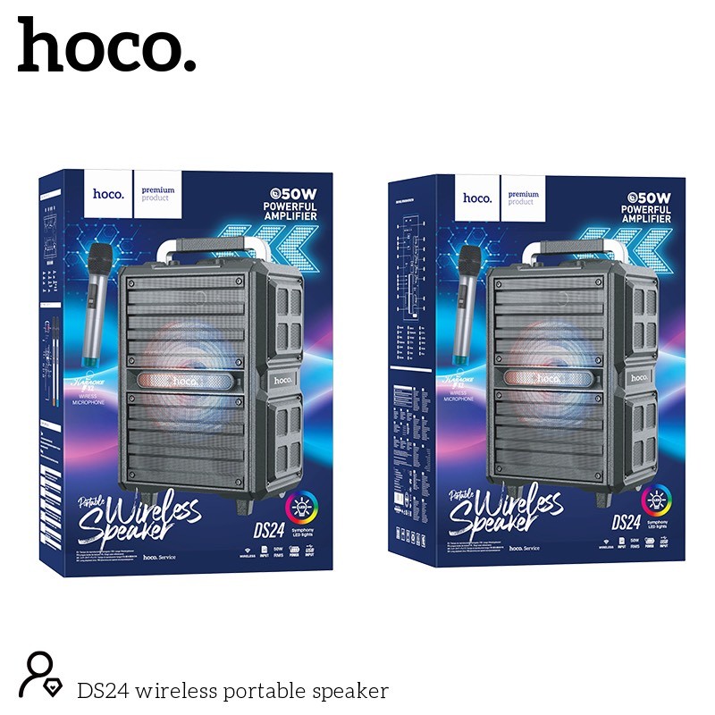 Loa bluetooth Hoco DS24 kèm 2 mic không dây