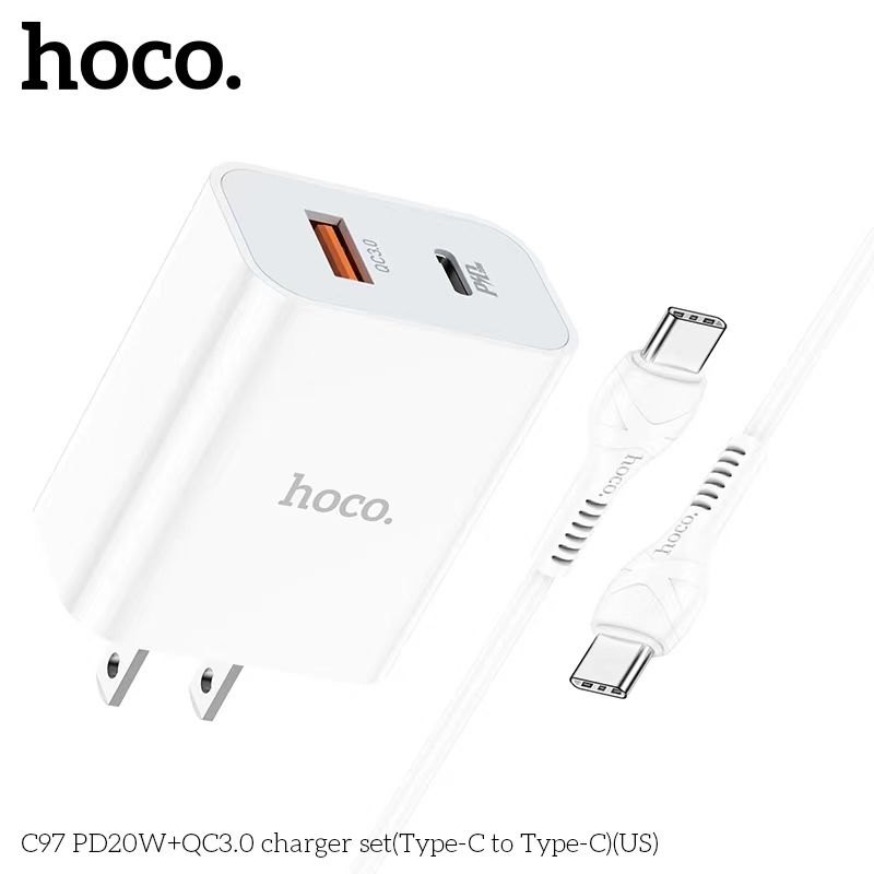 Bộ củ cáp sạc Hoco C97 typeC-typeC PD 20W QC3.0