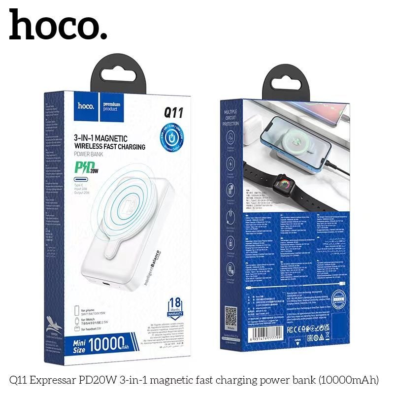 Pin sạc dự phòng sạc không dây Hoco Q11 PD 20W 10.000mah