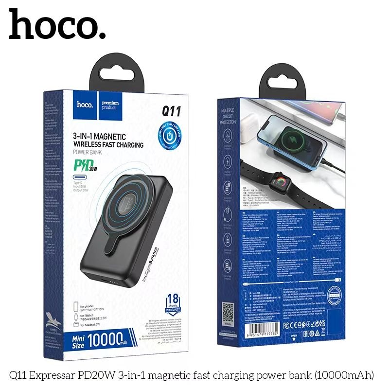 Pin sạc dự phòng sạc không dây Hoco Q11 PD 20W 10.000mah