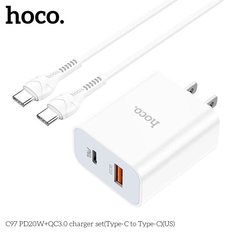 Bộ củ cáp sạc Hoco C97 typeC-typeC PD 20W QC3.0