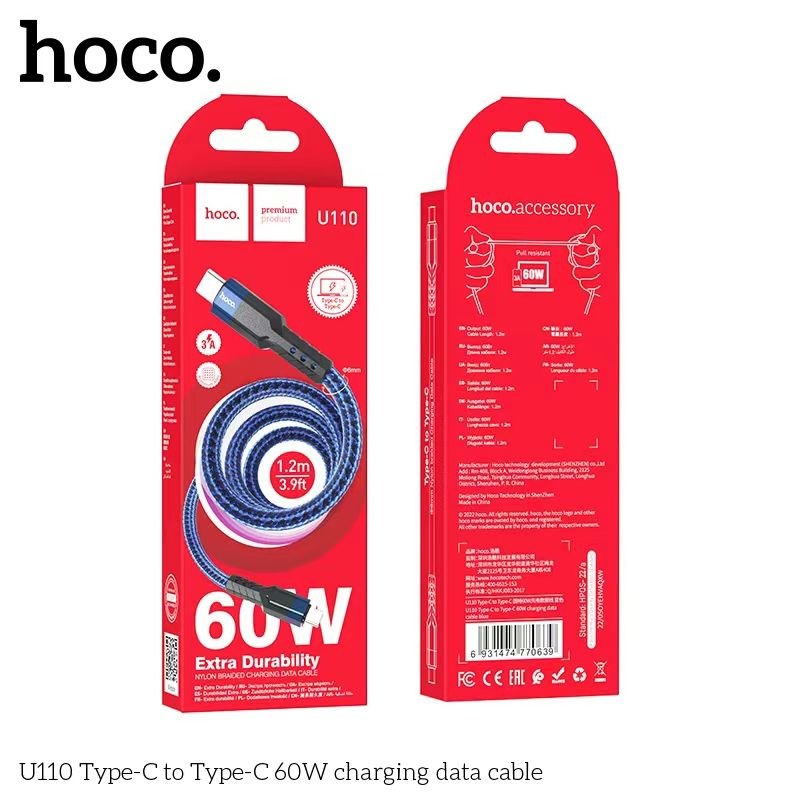 Cáp sạc nhanh Hoco U110 typeC-typeC 60w