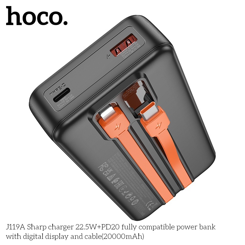 Pin sạc dự phòng sạc nhanh có dây Hoco J119A 20.000mAh