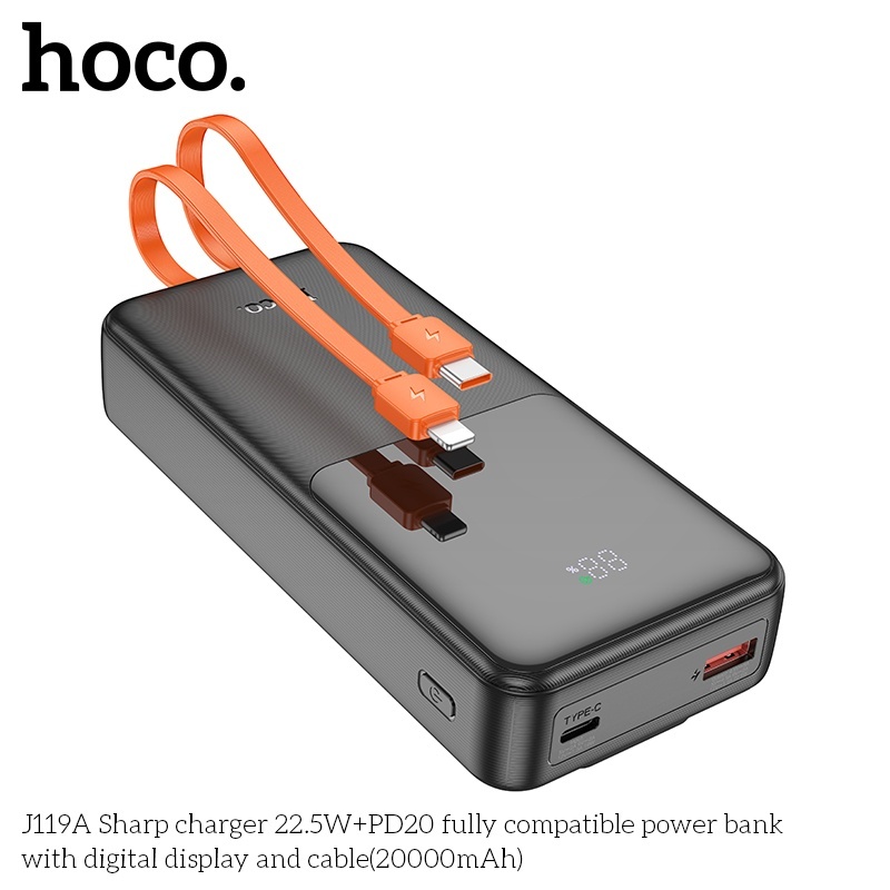 Pin sạc dự phòng sạc nhanh có dây Hoco J119A 20.000mAh