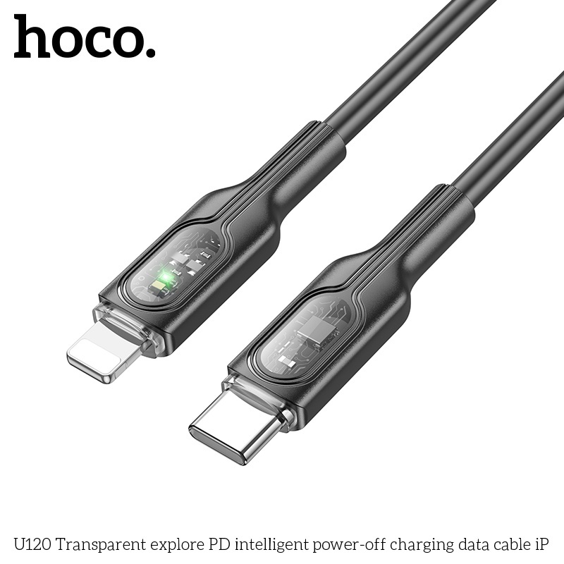 Cáp sạc nhanh + tự ngắt và truyền dữ liệu ip Hoco U120