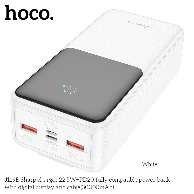 Pin dự phòng 22.5W+PD20 có màn hình Hoco J119B 30.000mAh